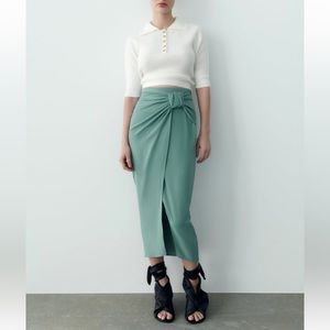 ZARA Ruched Midi Skirt